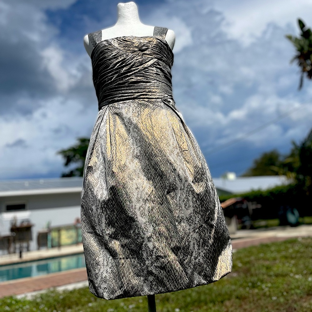 DVF Gold & Silver Metallic Snakeskin Dress Size 6